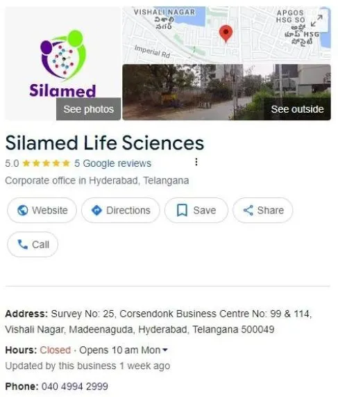 Silamed Life Sciences Google Location